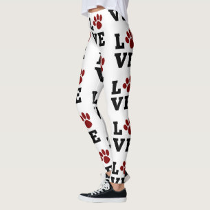 Kärlek Paw Skriv ut ett djur över Hund älskare Leggings