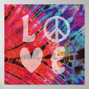 Kärlek Peace Abstrakt Hippie Rosa Blue Batik Tie Poster