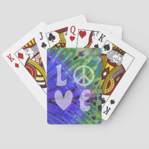 Kärlek Peace Abstrakt Peacock Blue Grönt Teal Bati Casinokort