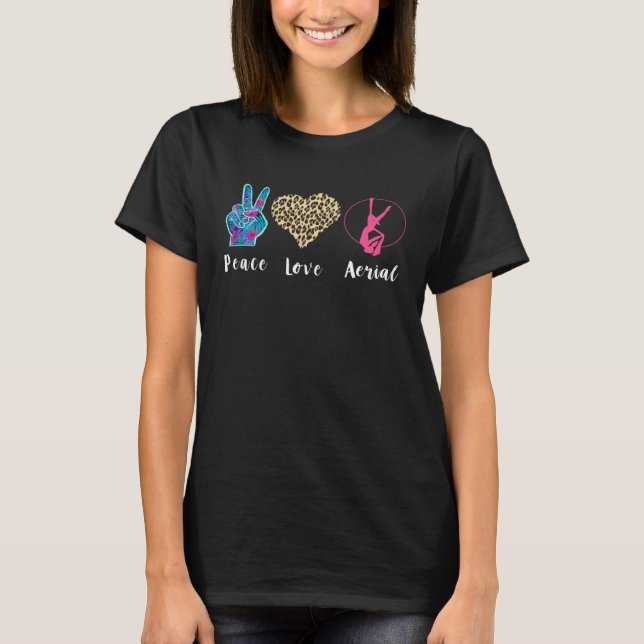 Kärlek Peace Aerial Leopard Heart Luft Acrobatic A T Shirt (Framsida)