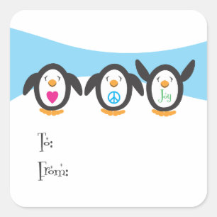 Kärlek, Peace and Joy Penguin Helgdag Märkre Fyrkantigt Klistermärke