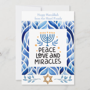Kärlek, Peace and Miracles Hanukkah Cards Inbjudningar