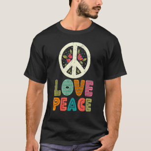 Kärlek Peace Blommigt Fredstecken 60-tal, 70-tal C T Shirt