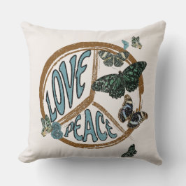 Kärlek Peace Butterflies Vintage Summer Hippie Kudde