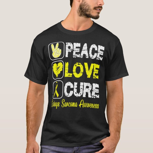 Kärlek Peace Cure Ewings Sarcoma Awareness T Shirt (Framsida)