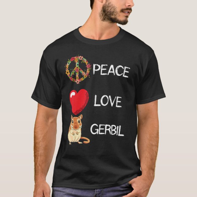Kärlek Peace Gerbil Heart Unity Gerbil Rodent Rått T Shirt (Framsida)