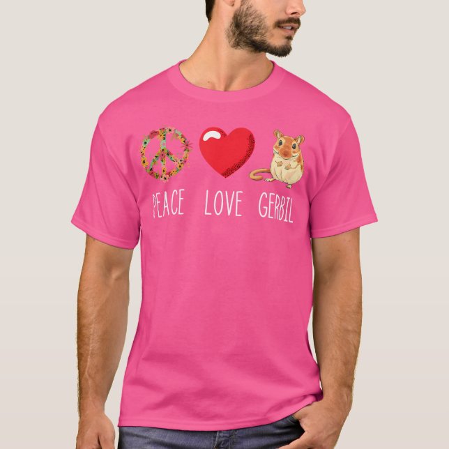 Kärlek Peace Gerbil Heart Unity Rodent Råtta Anima T Shirt (Framsida)