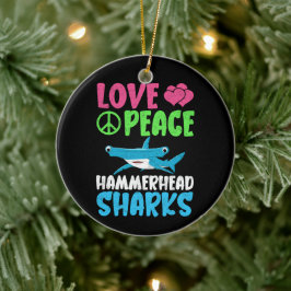 Kärlek Peace Hammerhead Sharks Cute Sea Animals Fl Julgransprydnad Keramik