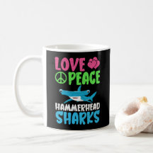 Kärlek Peace Hammerhead Sharks Cute Sea Animals Fl