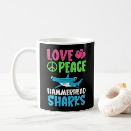 Kärlek Peace Hammerhead Sharks Cute Sea Animals Fl Kaffemugg
