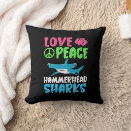 Kärlek Peace Hammerhead Sharks Cute Sea Animals Fl Kudde