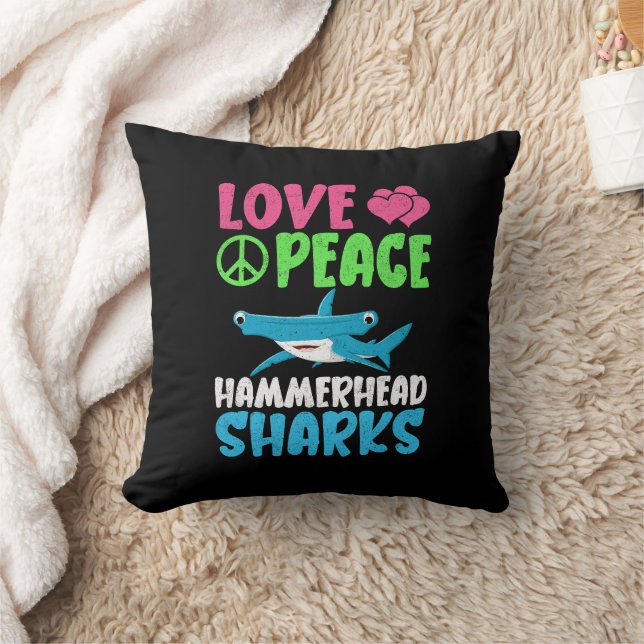 Kärlek Peace Hammerhead Sharks Cute Sea Animals Fl Kudde (Filt)