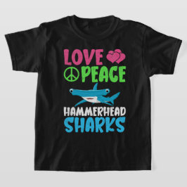 Kärlek Peace Hammerhead Sharks Cute Sea Animals Fl T Shirt