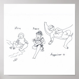 KÄRLEK PEACE HAPPINESS-utskrift Poster