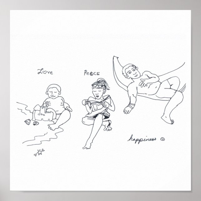 KÄRLEK PEACE HAPPINESS-utskrift Poster (Framsidan)