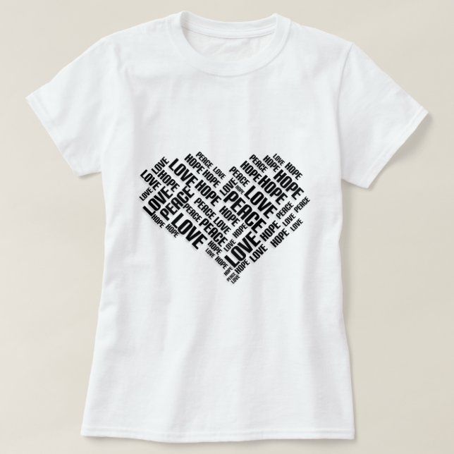 KÄRLEK PEACE HOPE Chic Snyggt Ord Cloud T Shirt (Design framsida)