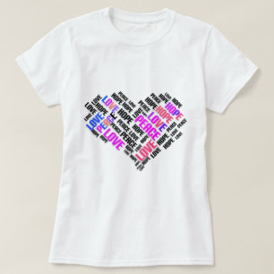 KÄRLEK PEACE HOPE Chic Snyggt Ord Cloud T Shirt