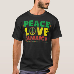Kärlek Peace Jamaica Fredstecken Reggae Vintage Ja T Shirt