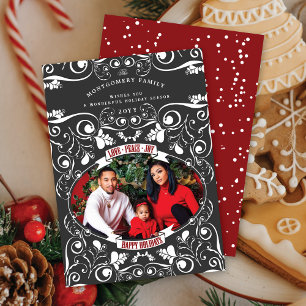 Kärlek Peace Joy Art nouveau Blommigt, blommande f Julkort