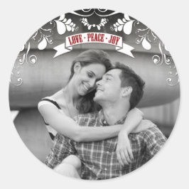 Kärlek Peace Joy Art nouveau Blommigt, blommande H Runt Klistermärke