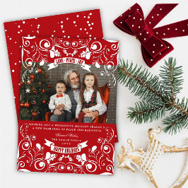 Kärlek Peace Joy Elegant Blommigt  Flourish Red Ph Julkort