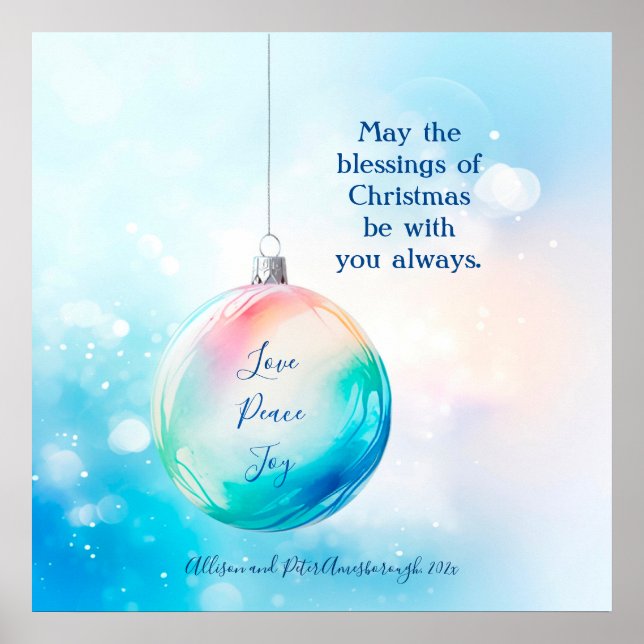 "Kärlek Peace Joy" jul Ornament Poster (Framsidan)