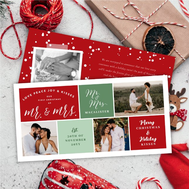 Kärlek Peace Joy Kisses Färg Blocks 3 Photo Collag Julkort (Skapare uppladdad)