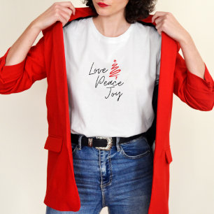 Kärlek Peace Joy Modern Minimal jul-Helgdag T Shirt