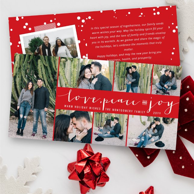 Kärlek Peace Joy Simple Trendig Script Modern 7 Ph Julkort (Skapare uppladdad)