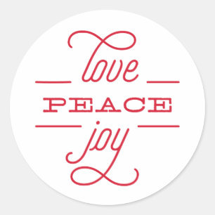 KÄRLEK PEACE JOY till dig, Helgdag Sticker Runt Klistermärke