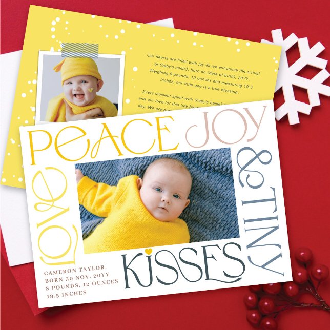 Kärlek Peace Joy Tiny Kisses Baby 1 jul Julkort (Skapare uppladdad)