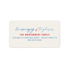 Kärlek Peace Joy & Tiny Kisses Baby Första jul Returadress Etikett