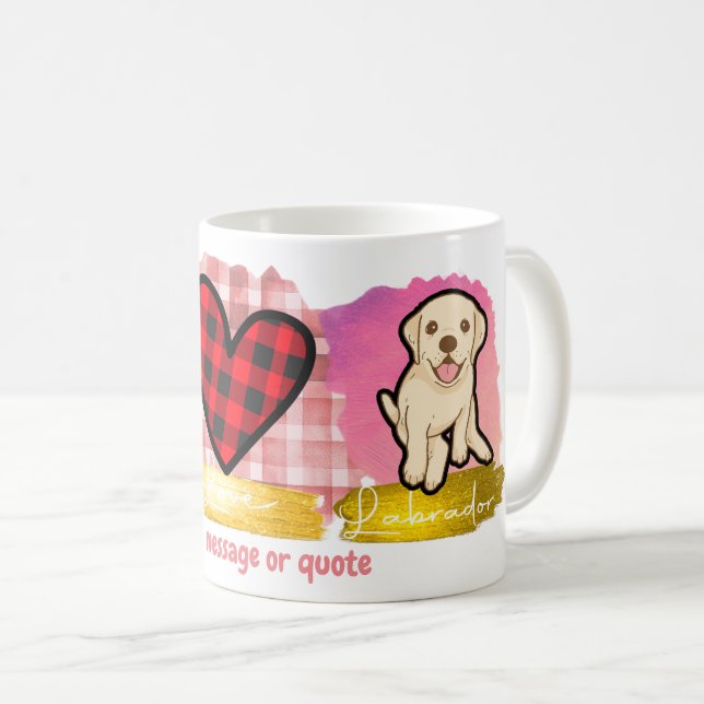 Kärlek Peace Labrador Retriever Valentine Day Hund Kaffemugg (Framsida höger)