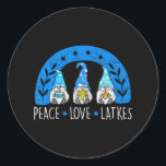 Kärlek Peace Latkes Gnome Hanukkah Chanukah Jewish Runt Klistermärke<br><div class="desc">Kärlek Peace Latkes Gnome Hanukkah Chanukah Jewish</div>