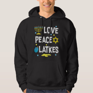 Kärlek Peace Latkes Hanukkah Chanukah Jewish Funny Hoodie