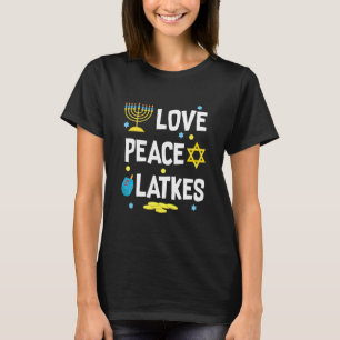 Kärlek Peace Latkes Hanukkah Chanukah Jewish T Shirt