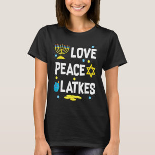 Kärlek Peace Latkes Hanukkah Chanukah Jewish T Shirt