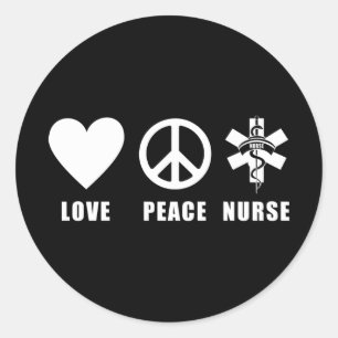 Kärlek Peace Nurse Runt Klistermärke