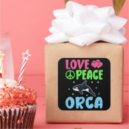 Kärlek Peace Orca Cute Sea Animals Orca Älskare Fyrkantigt Klistermärke