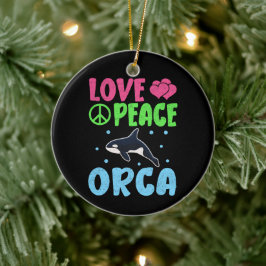 Kärlek Peace Orca Cute Sea Animals Orca Älskare Julgransprydnad Keramik