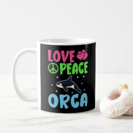 Kärlek Peace Orca Cute Sea Animals Orca Älskare Kaffemugg