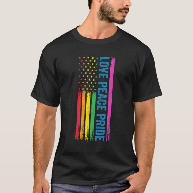 Kärlek Peace Pride Lgbtq T Shirt (Framsida)