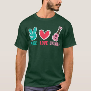 Kärlek Peace Ukulele I Guitar Music Heart Instrume T Shirt