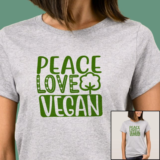 Kärlek Peace Vegan - Ljuset Färg T Shirt (Skapare uppladdad)