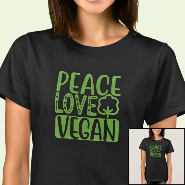 Kärlek Peace Vegan - Mörk Färg T Shirt (Skapare uppladdad)