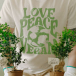 Kärlek Peace Vegan Slogan Vegetarian Funny T Shirt<br><div class="desc">Denna design är avsedd för växtdrivna veganer och vegetarianer som vet att djur är vänner, inte mat. Den här utformningen av Peace Kärlek Vegan finns också på olika produkter, inklusive klistermärken, mugg, t-shirts, telefonfodral, se nedan! Om du vill köpa den här designen väljer du din favoritprodukt och klickar på Lägg...</div>