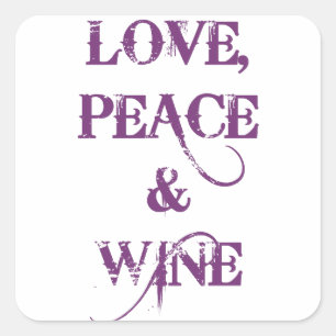 Kärlek Peace Vin Fyrkantigt Klistermärke