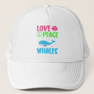 Kärlek Peace Whales Cute Sea Animals Whale Älskare Keps