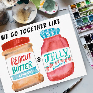 KÄRLEK peanut Butter and Jelly Watercolor FRIENDS Vykort