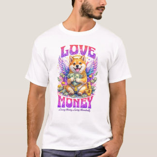 Kärlek Pengar Ängel Hund Rolig Överflöd Design T Shirt